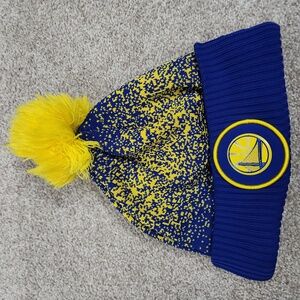 Golden State Warriors Pom Beanie Blue New Era Winter Logo
